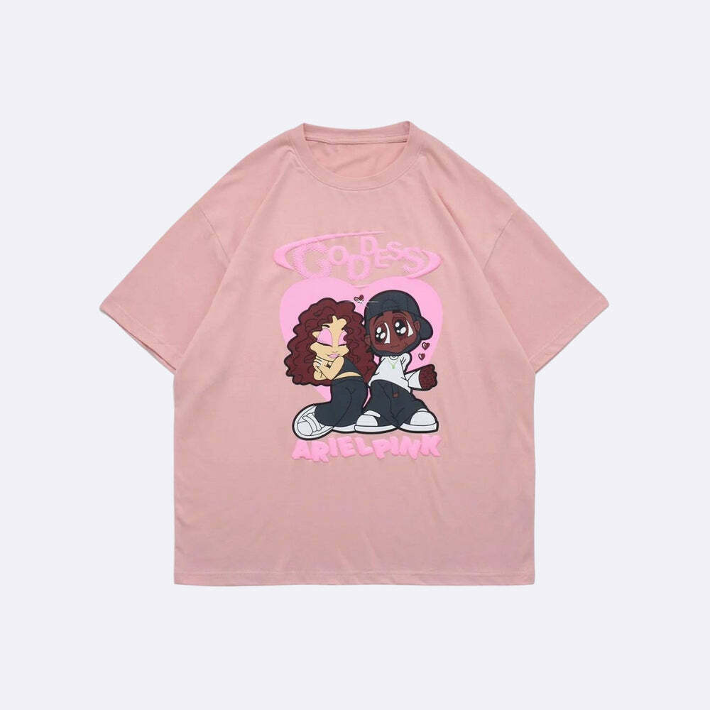 Ariel Pink Y2K Cute Couple Tee - Trendy Mexico Baby Tee with Graphic Design for Couples