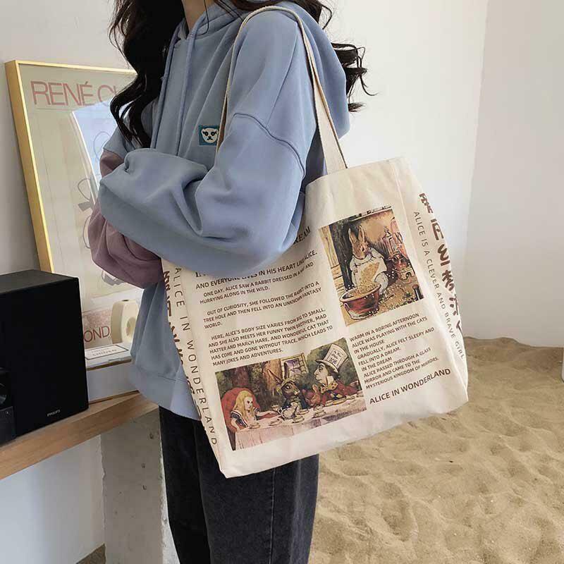 Charming Wonderland Cloth Bag - Aesthetic Tote for Y2K Fashion Lovers