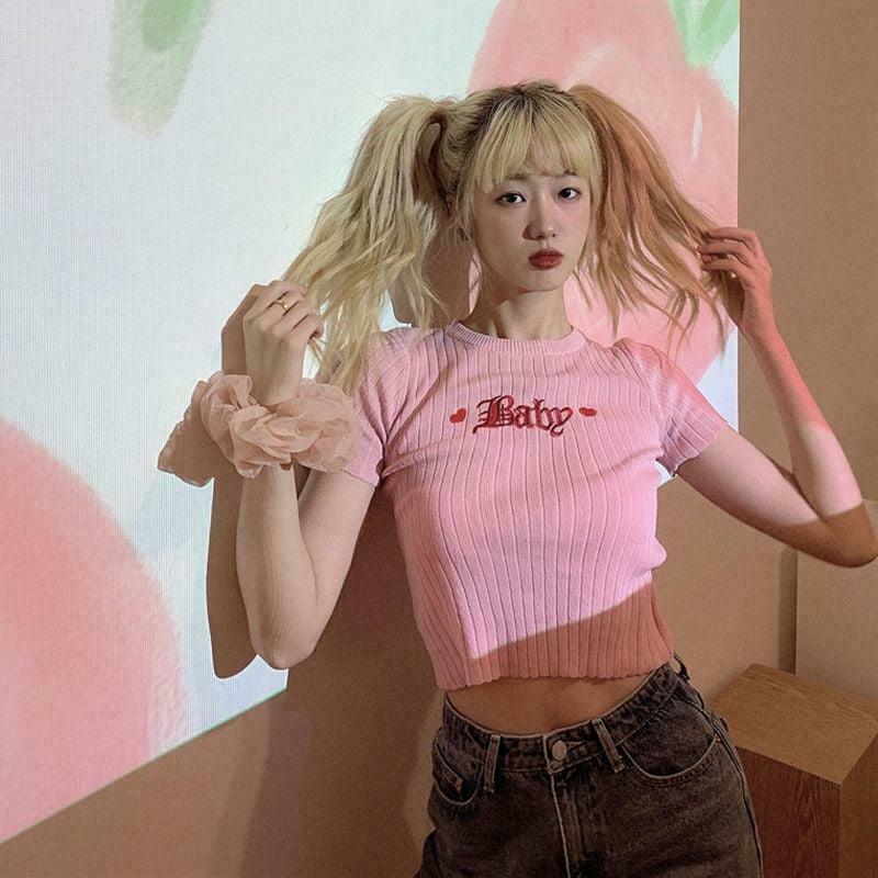 Chic Barbie Embroidered Crop Top - Trendy Y2K Style with Cozy Comfort and Unique Design