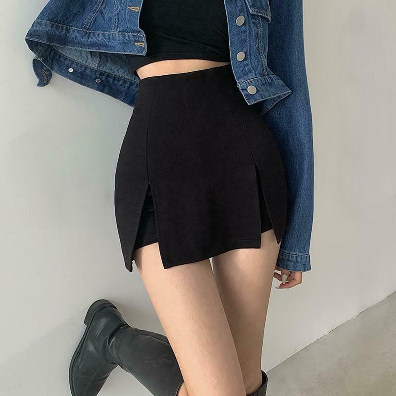 Chic Double Side Slit Mini Skort - Y2K Lace-Up Style for Trendy Boho Outfits