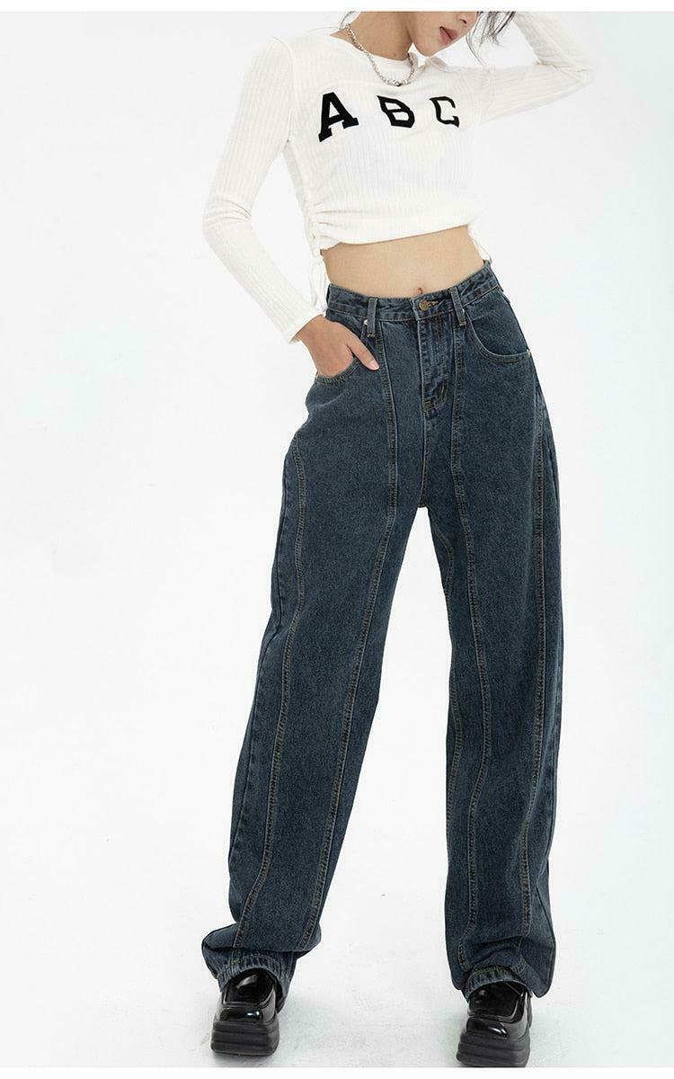 Chic High Waisted Wide Leg Jeans in Brown Wash - Trendy Y2K Baggy Style for Effortless Fashion