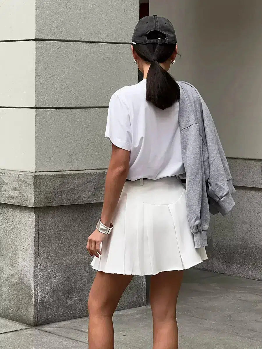 Chic Khaki Pleated Mini Skirt - Y2K Fashion Trend with Drawstring & Emo Style Appeal