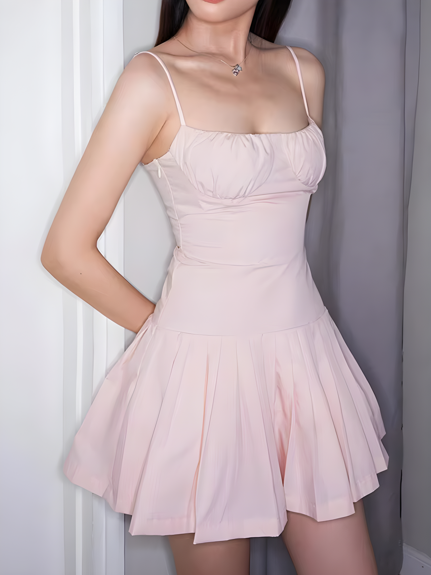 Chic Pleated Pink Mini Dress - Y2K Inspired Plaid Design for Bohemian and Fairycore Styles