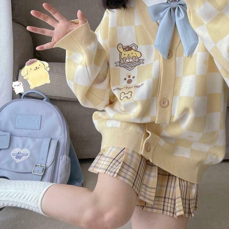 Chic Pompurin Buttoned Yellow Cardigan - Y2K Floral Grunge Style for Trendy Outfits