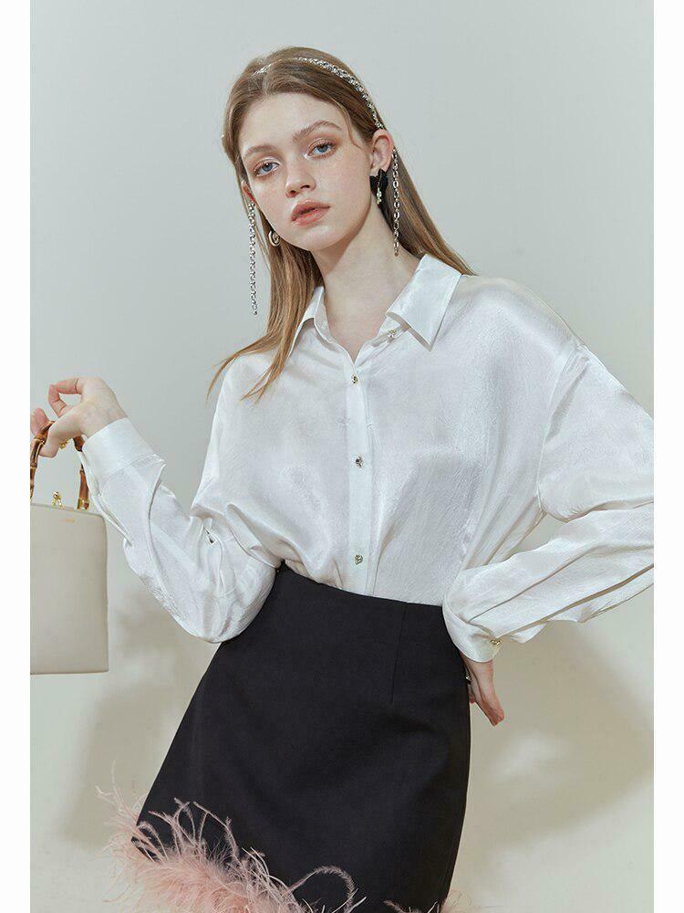 Chic Pure Design Satin Blouse - Trendy Y2K Fashion with Emo Vibes and Pastel Elegance