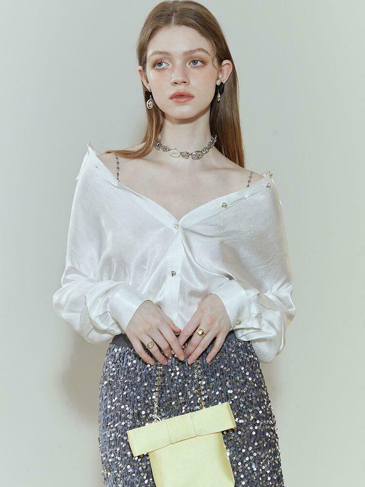 Chic Pure Design Satin Blouse - Trendy Y2K Fashion with Emo Vibes and Pastel Elegance