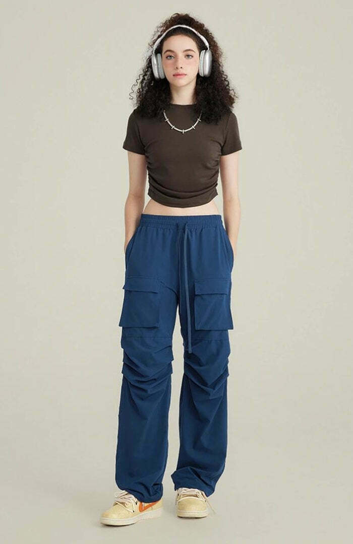 Chic Side Ruched Crop Top in Y2K Style - Trendy and Comfortable for Effortless Fashion