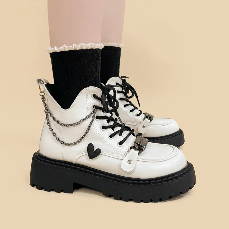 Chic White Platform Boots with Tabi Split Toe Design for Trendy Y2K Fashion Lovers