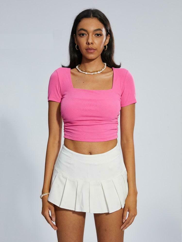 Chic Y2K Barbie Crop Top with Bow Tie Detail - Trendy Denim Tube Top for Fashion Lovers