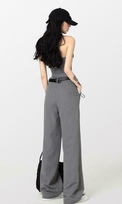 Chic Y2K Corset Top & Wide Leg Pants Two-Piece Set with Trendy Denim Jacket Style