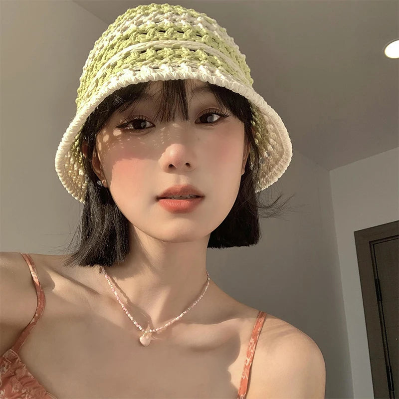 Chic Y2K Crochet Frog Bucket Hat - Trendy Soft Girl Summer Accessory for Stylish Outfits