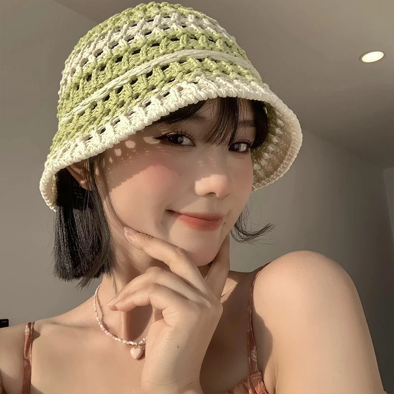 Chic Y2K Crochet Frog Bucket Hat - Trendy Soft Girl Summer Accessory for Stylish Outfits