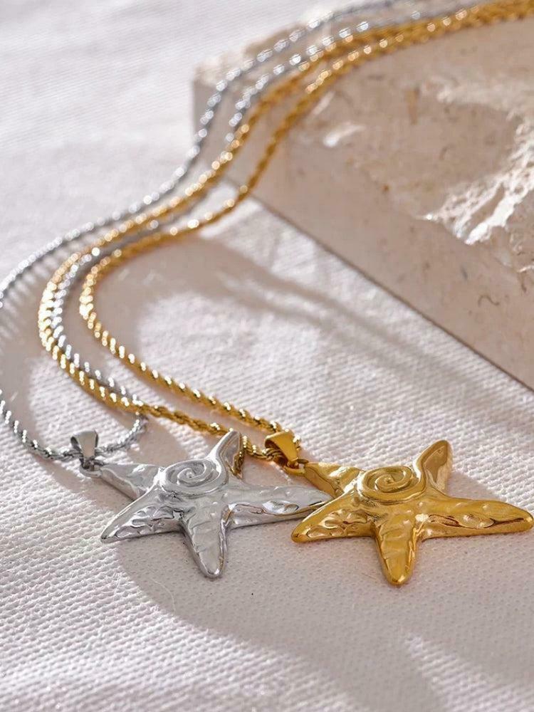 Chic Y2K Starfish Necklace with Beaded Design - Trendy Aesthetic Jewelry for Fashion Lovers