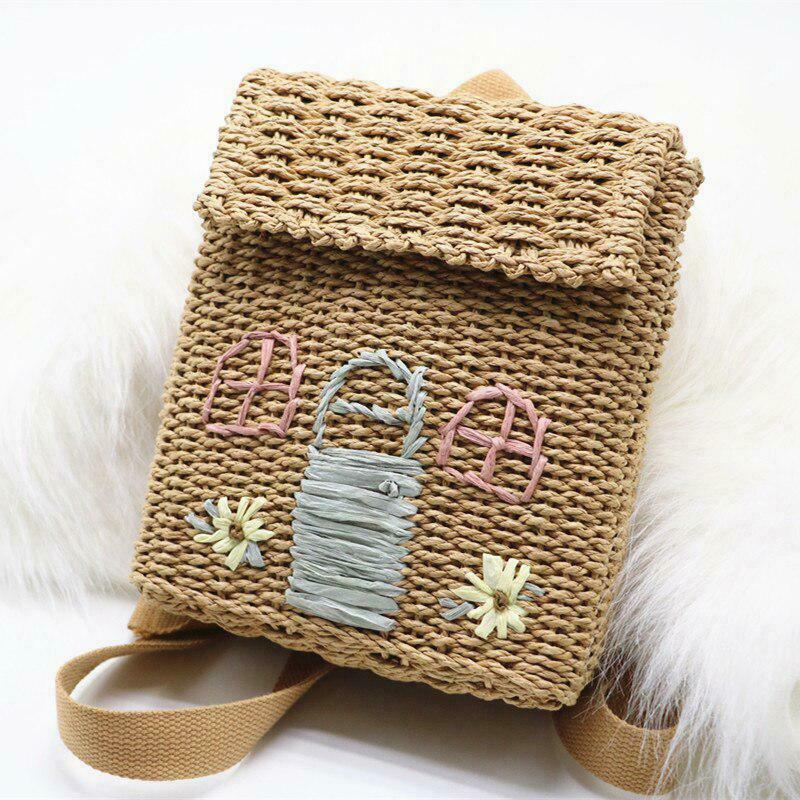 Chic Y2K Straw Backpack with Butterfly Design - Trendy Small Sport Bag for Fashion Lovers