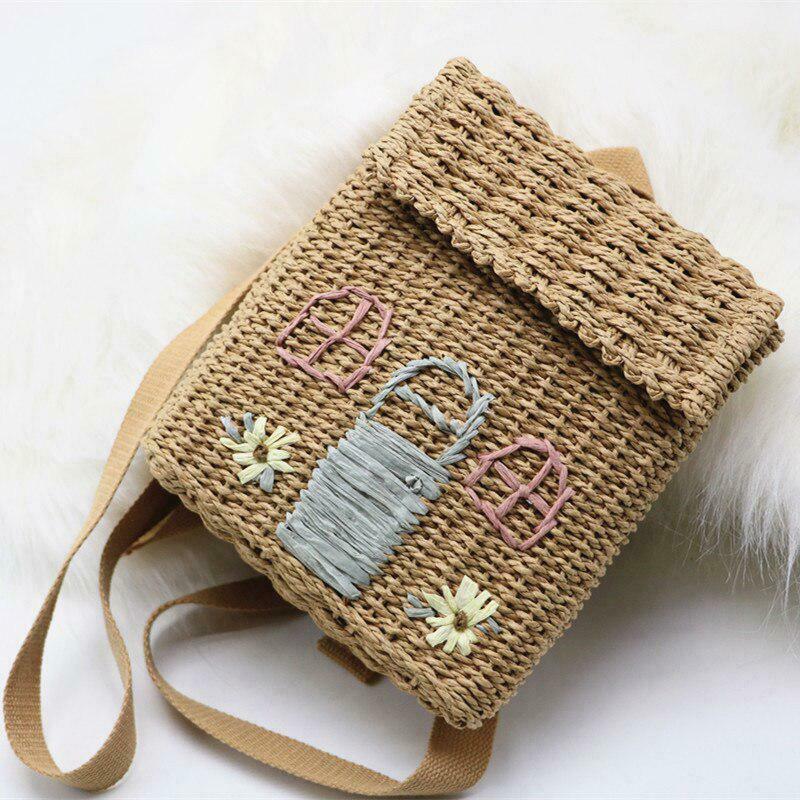 Chic Y2K Straw Backpack with Butterfly Design - Trendy Small Sport Bag for Fashion Lovers