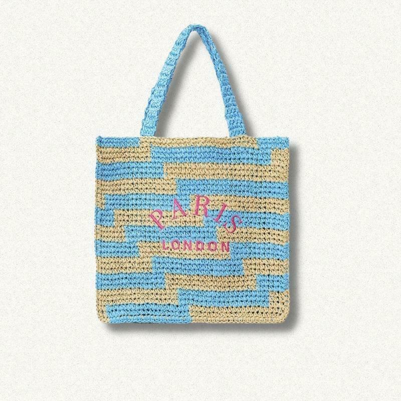 Chic Y2K Style Paris Straw Beach Bag - Trendy Aesthetic Tote for Summer Adventures