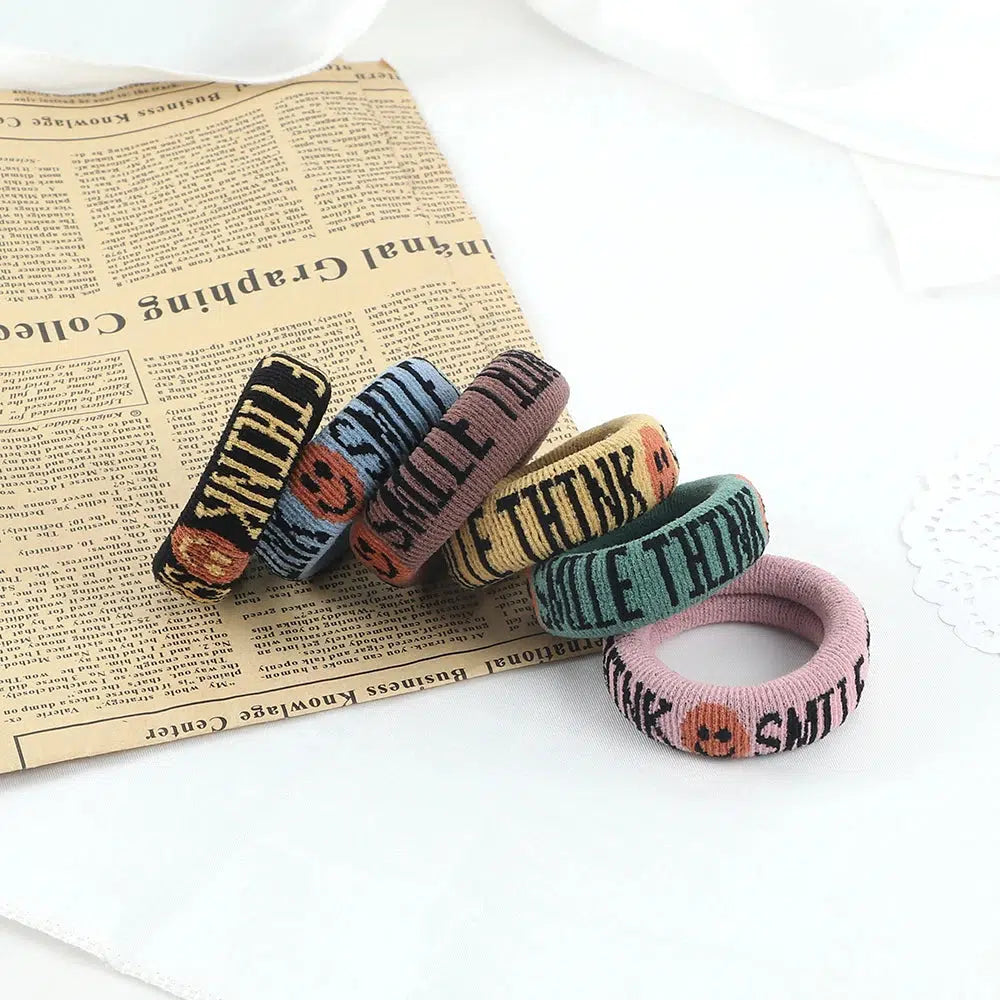 Chic Y2K Style Smile & Think Hair Ties - Cottage Core Aesthetic with Cute Butterfly Designs