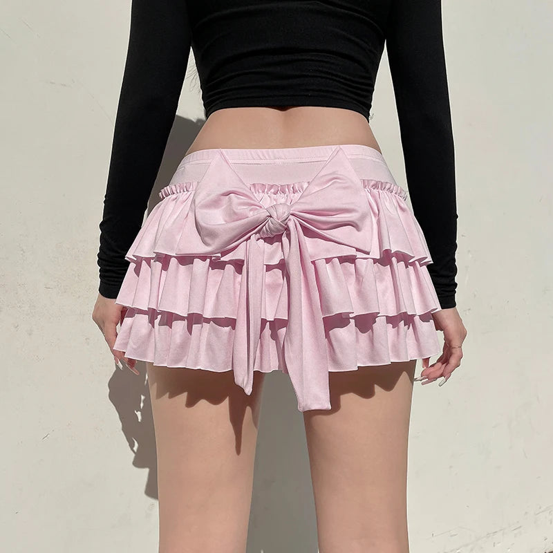 Coquette Layered Bow Mini Skort - Trendy Y2K Bow Skort for Stylish Outfits and Fun Looks