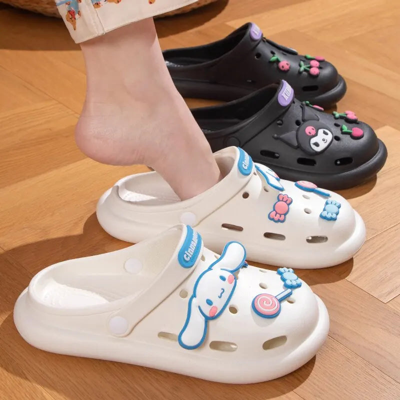 Cozy Hello Kitty Slippers with Adorable Red Teddy Bear Design - Y2K Fashion Essential