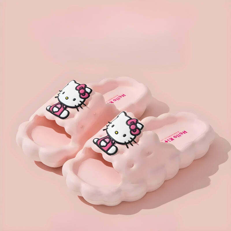 Cozy Y2K Style Hello Kitty Cloud Slippers - Adorable Red Bear & Teddy Bear Designs