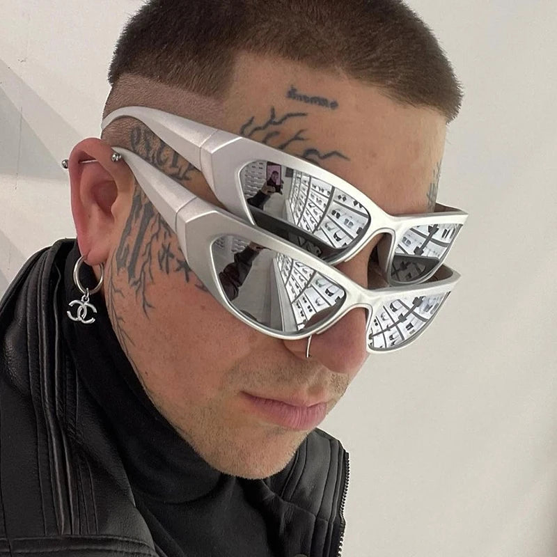 Cyberpunk Rave Cat Eye Sunglasses - Stylish Triangular Baddie Shades for Y2K Fashion