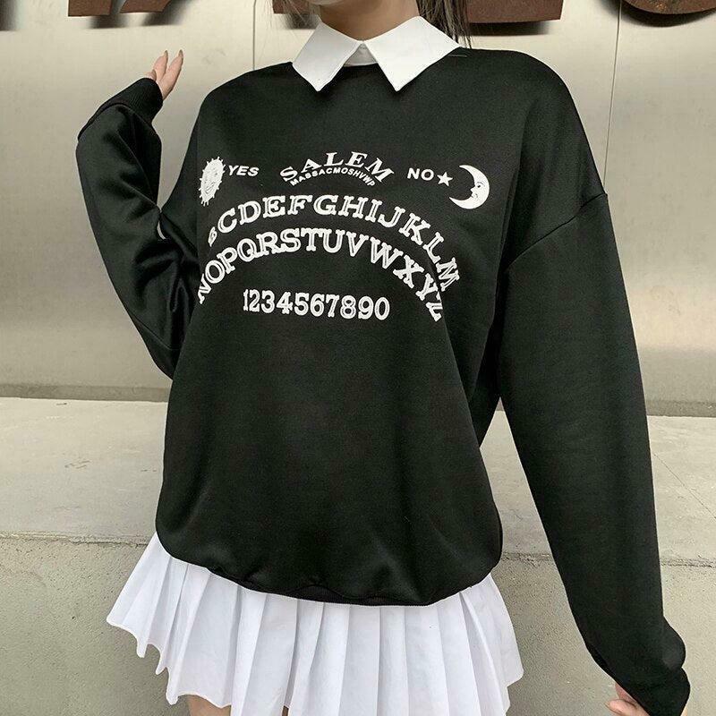 Dark Academia Letter Print Sweatshirt in Cozy Corduroy - Aesthetic Y2K Fashion Essential