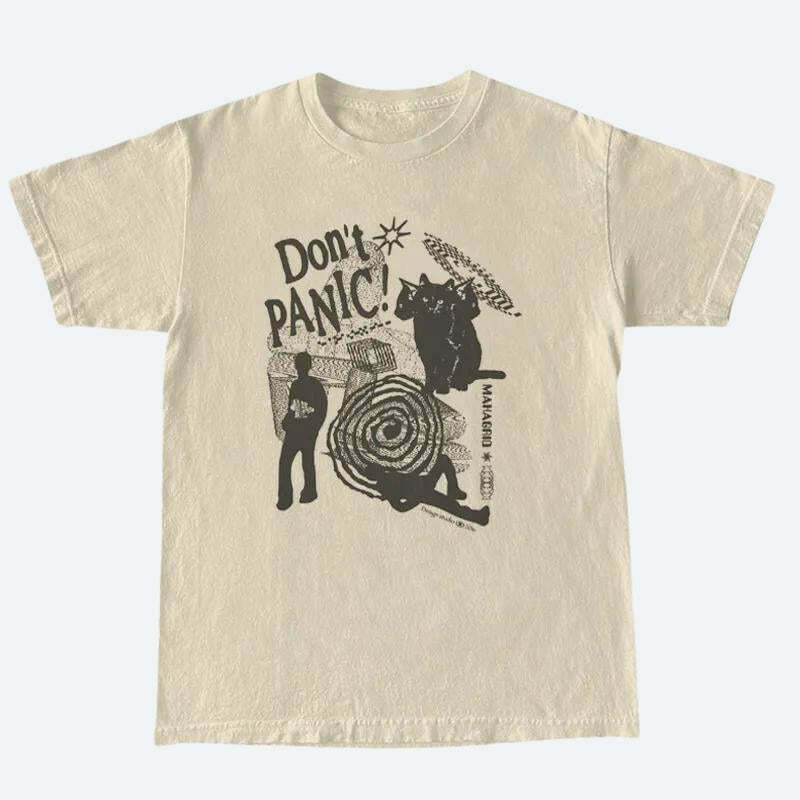 Don't Panic Graphic Tee - Y2K Style Mexico Baby Tee with Fun Bow Design