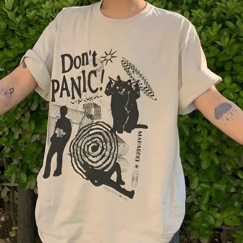 Don't Panic Graphic Tee - Y2K Style Mexico Baby Tee with Fun Bow Design