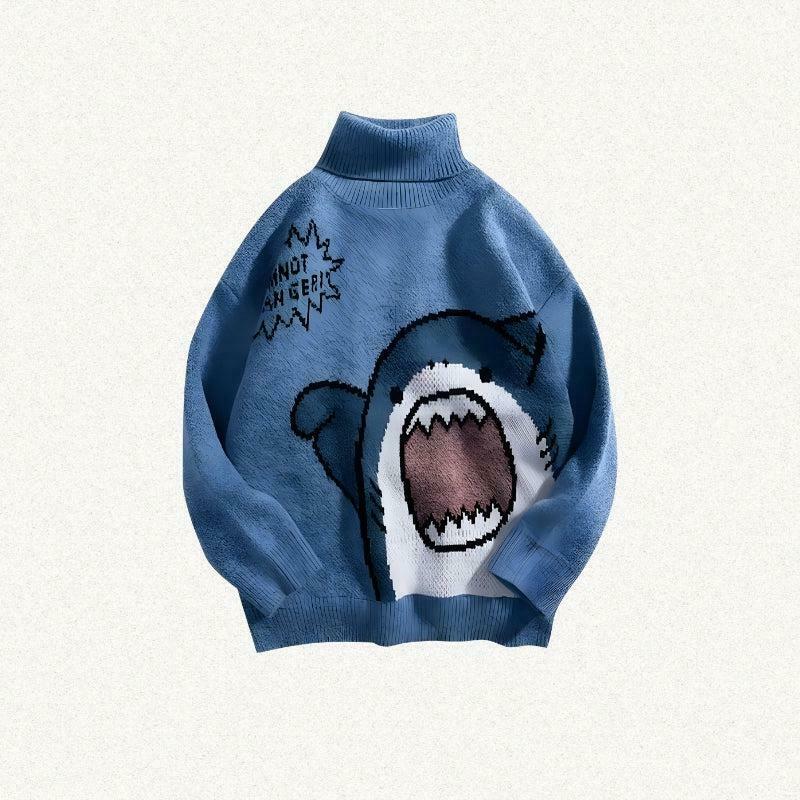 Funny Shark Knitted Sweater - Unique Aesthetic Y2K Style Cropped Sweater for Trendy Looks