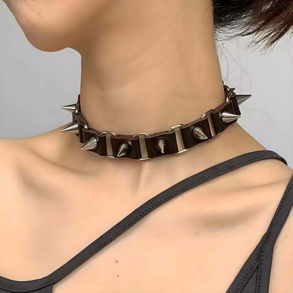 Goth Barbed Choker Collar Necklace - Y2K Style Gothic Lace & Beads for Trendy Aesthetic