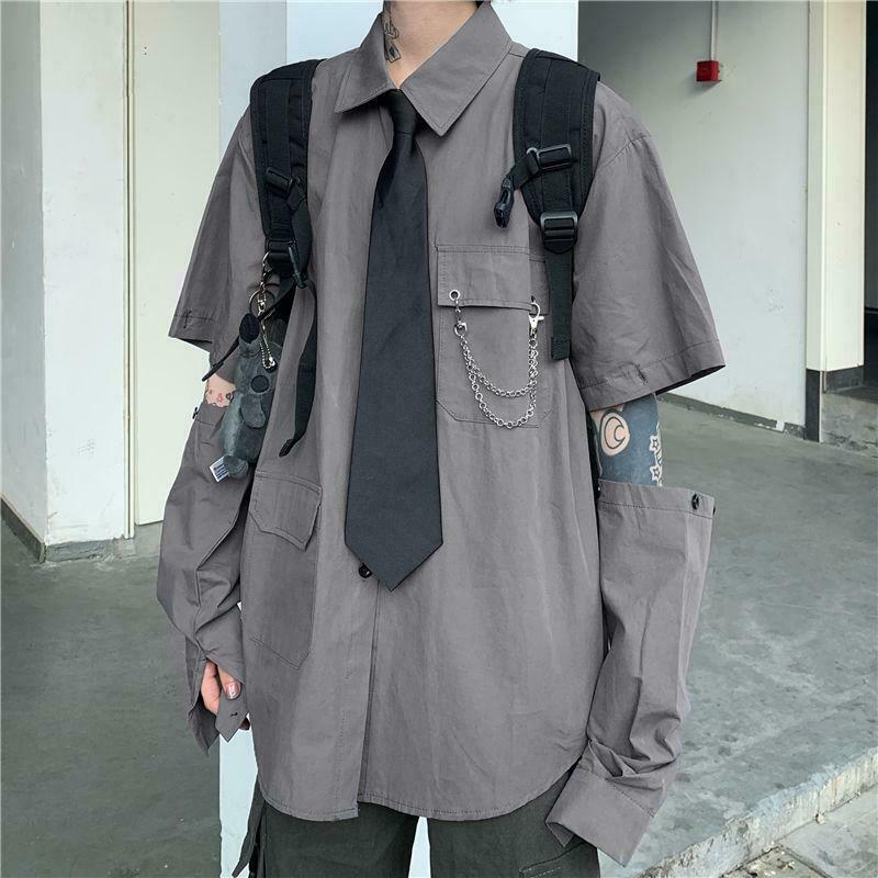 Grunge Detachable Sleeve Shirt - Trendy Y2K Aesthetic with Versatile Long Sleeves