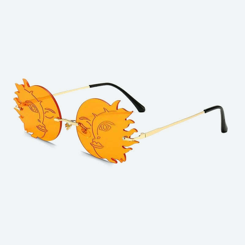 Indie Sun & Moon Sunglasses - Trendy Y2K Star & Lightning Bolt Design for Stylish Baddies