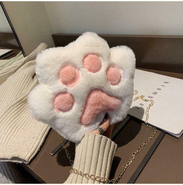 Kawaii Plush Paw Crossbody Bag - Adorable Aesthetic Bag for Y2K Fashion Lovers