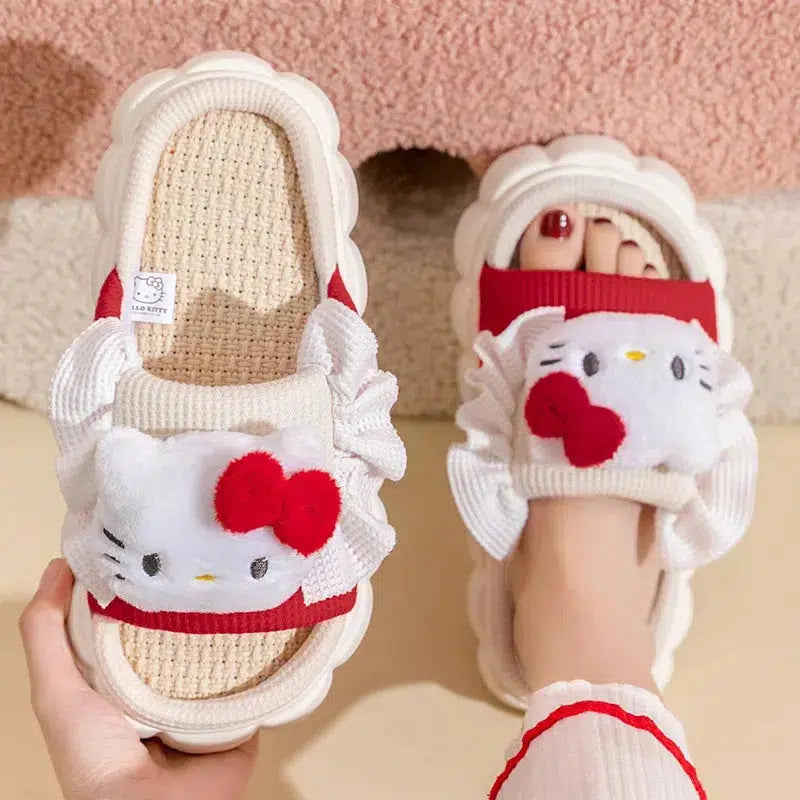 Kawaii Sanrio Frog & Bear Slippers - Cozy Y2K Teddy Bear & Cow Print Designs