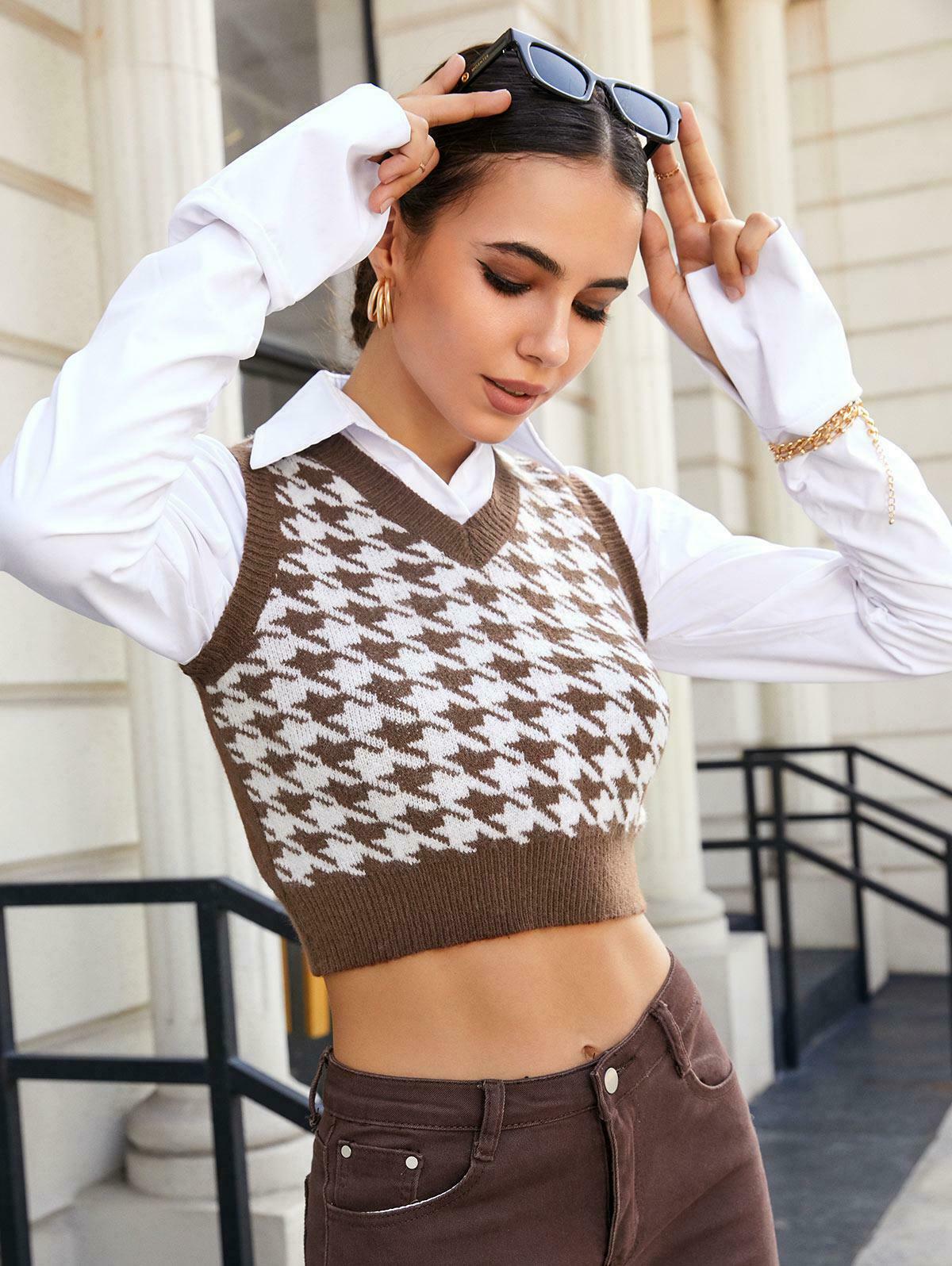 Light Academia Y2K Crop Sweater Vest - Unique Aesthetic Sweater for Trendy Style