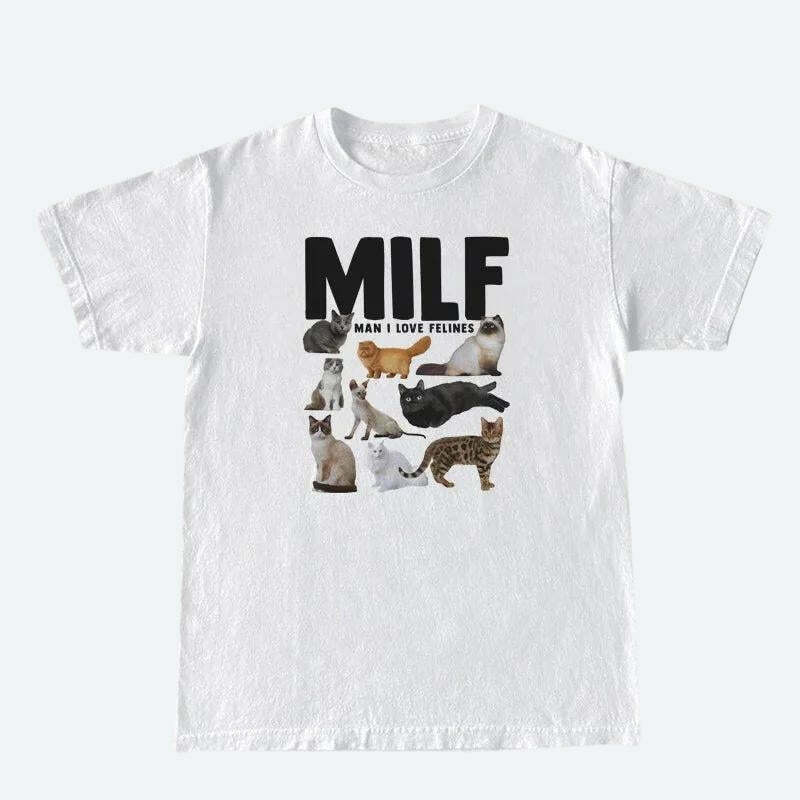 Man I Love Felines Graphic Tee - Trendy Y2K Mexico Baby Tee with Stylish Bow Design