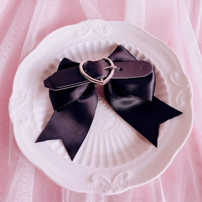 Pastel Goth Bow Hair Pins Set - Trendy Y2K Accessories for Hair Aesthetic Lovers