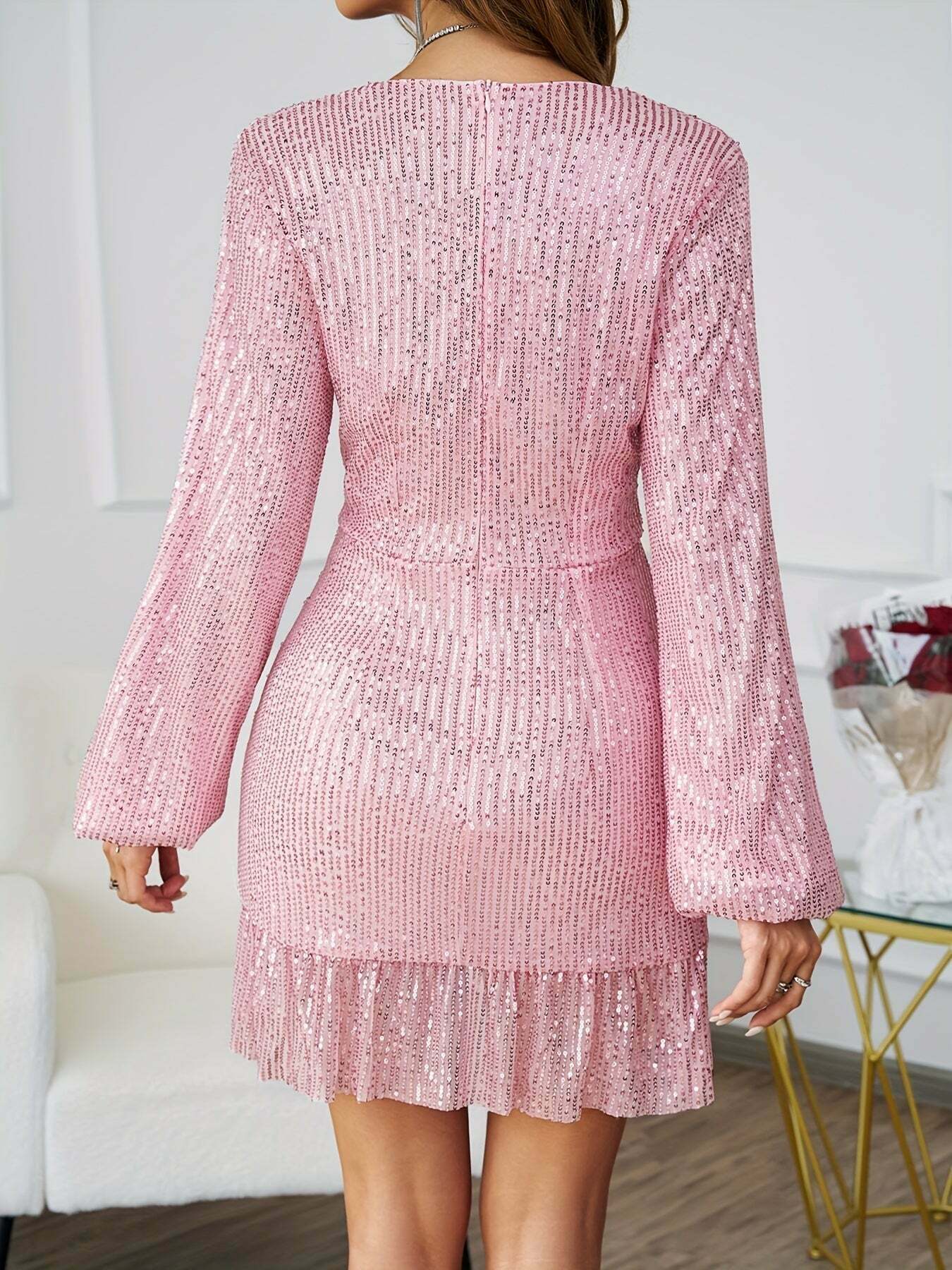 Stunning Pink Sequin Dress for Y2K Style, Perfect for Bohemian and Fairycore Looks