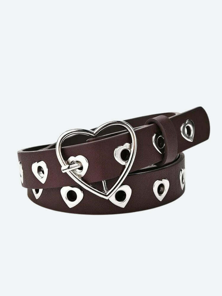 Stylish Heart Buckle Faux Leather Belt for Y2K Outfits - Trendy Coquette Accessory