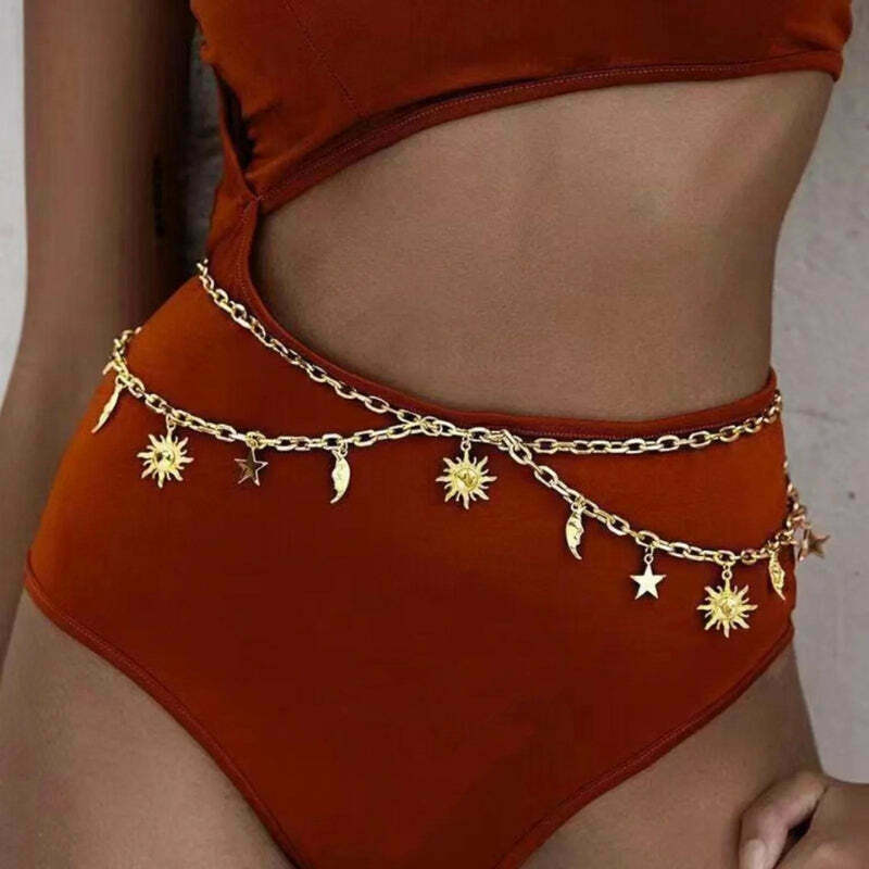 Sun, Moon & Star Body Jewelry Set - Aesthetic Gold Fairycore Body Jewelry for Y2K Outfits