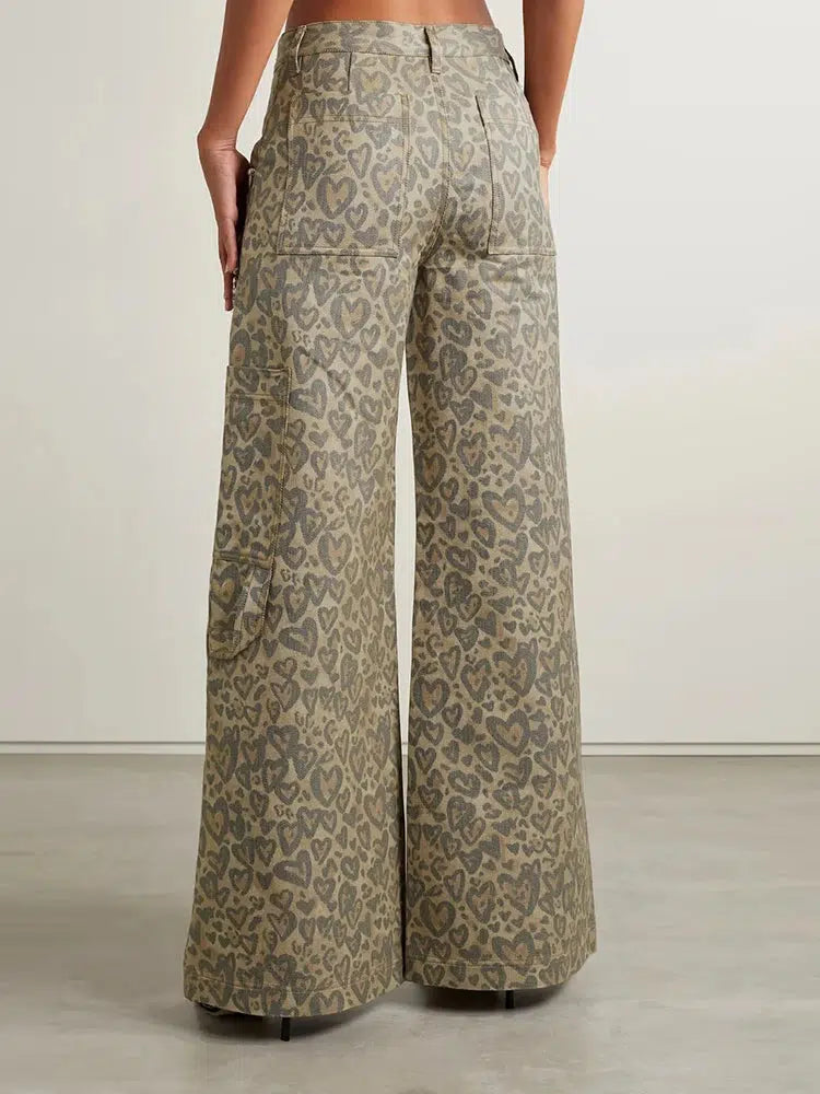 Trendy Baddie Leopard Embellished Cut Out Pants - Y2K Style with Unique Design Elements