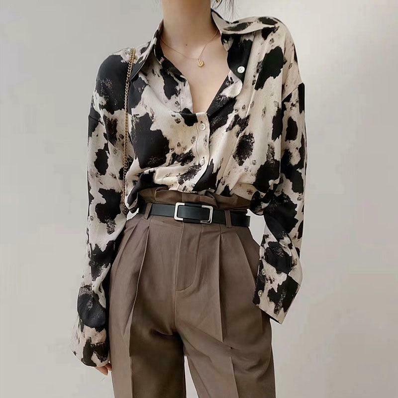 Trendy Cow Print Blouse for Modern Cowgirl Outfits - Y2K Fashion Essential