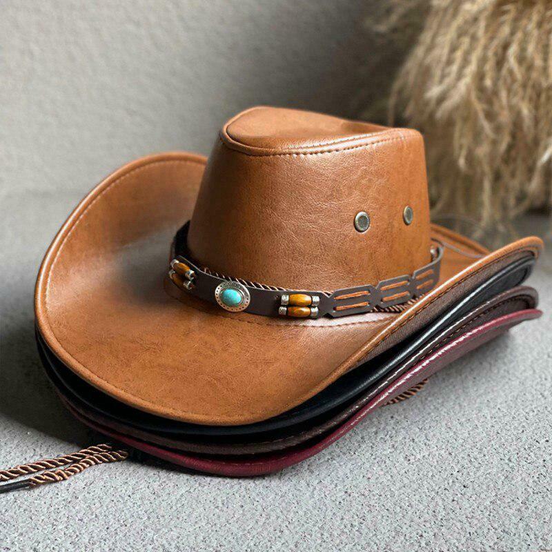 Trendy Cowgirl Adjustable Faux Leather Western Hat - Y2K Style for Chic Fashionistas