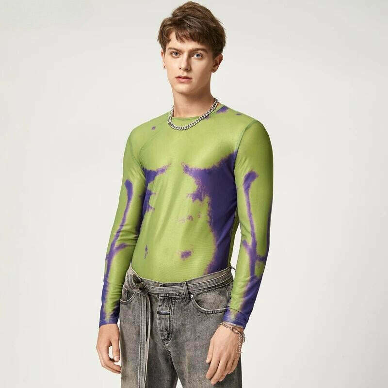 Trendy Cyberpunk Abstract Mesh Top with Bow Tie Detail - Y2K Fashion Streetwear