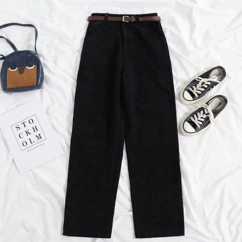 Trendy Dark Academia Corduroy Pants in Y2K Style - Comfortable and Stylish Cargo Design