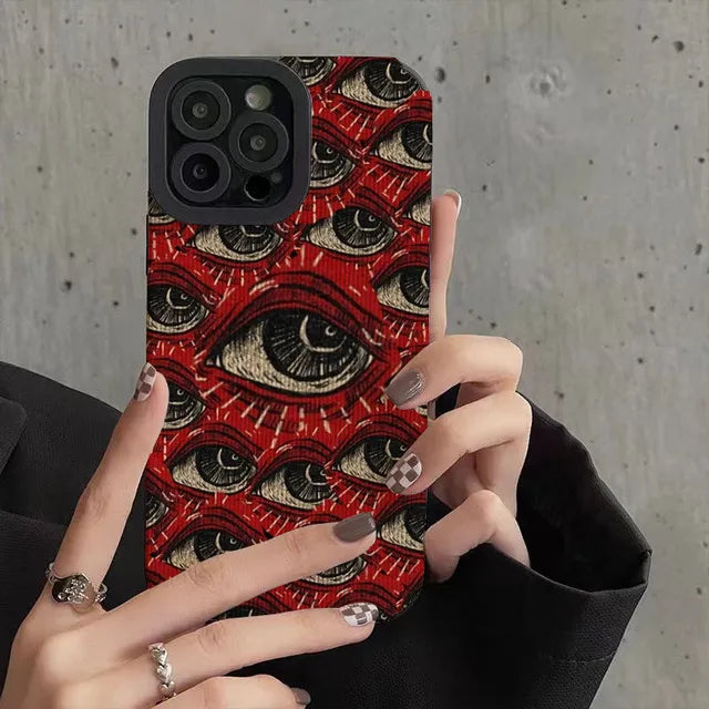 Trendy Devil Eyes Phone Case - Korean Aesthetic Design for Y2K Style Lovers