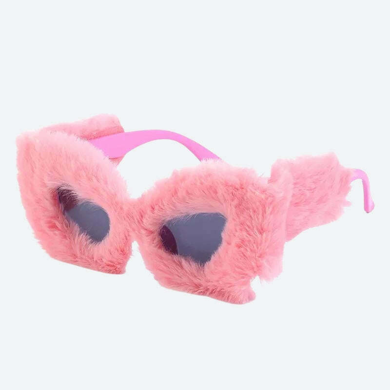 Trendy Fluffy Cat Eye Sunglasses for Y2K Fashion Lovers - Stylish & Unique Design