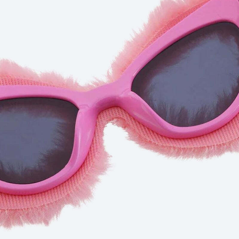 Trendy Fluffy Cat Eye Sunglasses for Y2K Fashion Lovers - Stylish & Unique Design