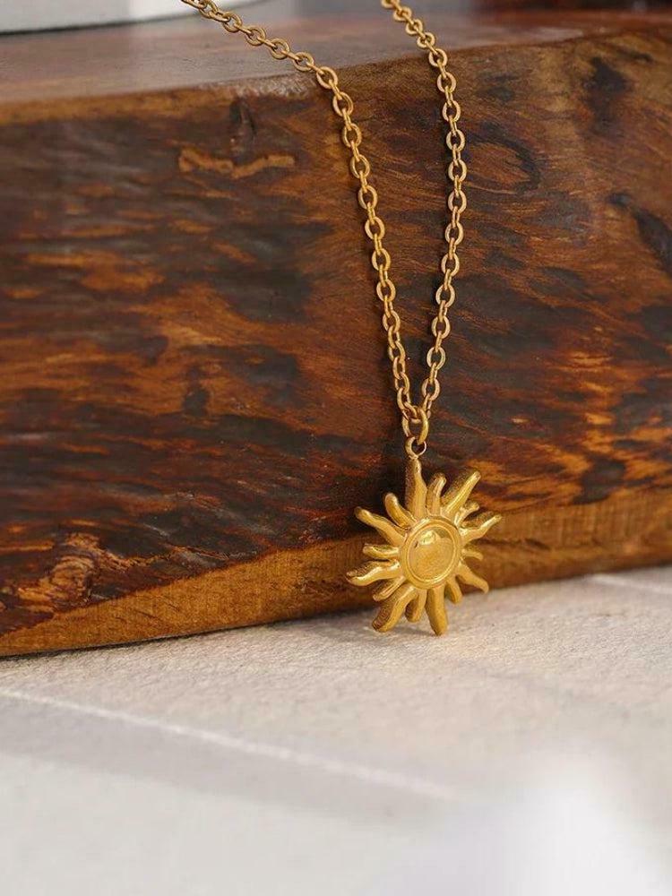 Trendy Gold Sun Necklace with Y2K Style, Perfect for Summer Outfits and Accessories