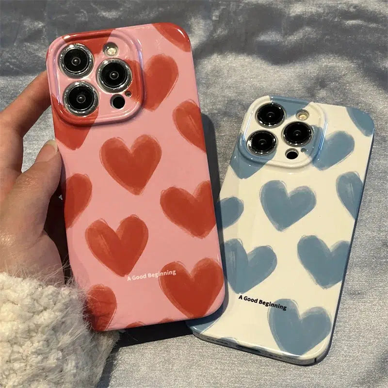 Trendy Heart Painting Phone Case - Y2K Style with Vibrant Design for Your Device